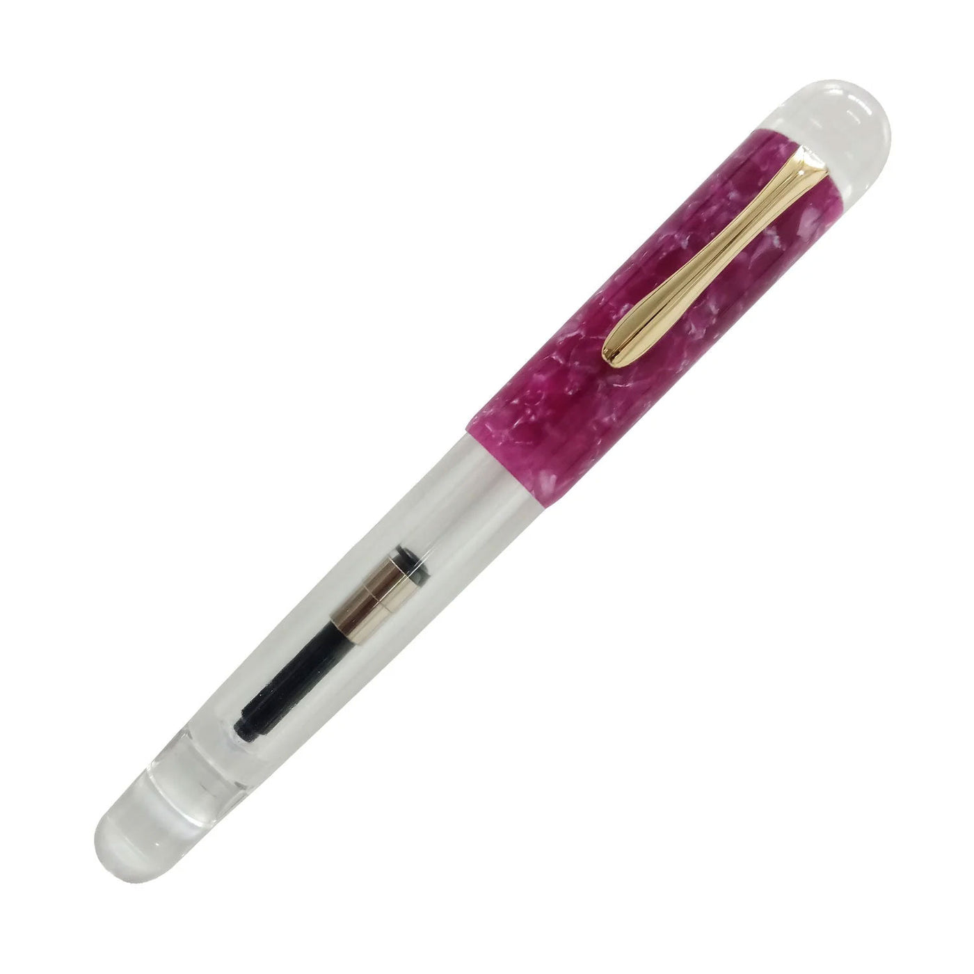 Ranga Splendour Round Premium Acrylic Fountain Pen Clear Purple Steel Nib 4