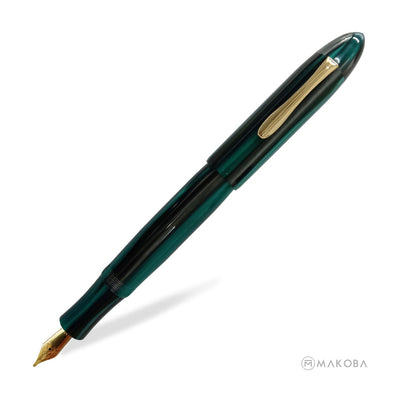 Ranga Splendour Torpedo Premium Acrylic Fountain Pen Green Stripes Steel Nib 1