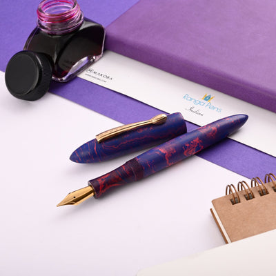 Ranga 8B Premium Ebonite Fountain Pen - Blue Pink GT 1