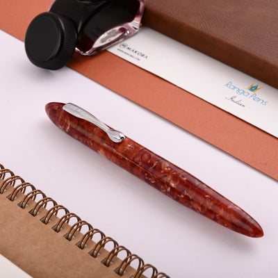 Ranga 9B Premium Acylic Fountain Pen - Rust Red Cracked Ice CT 2