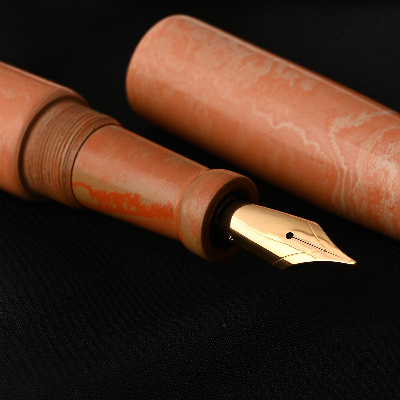Ranga Abhimanyu Grande Premium Ebonite Fountain Pen Orange/Cream 8