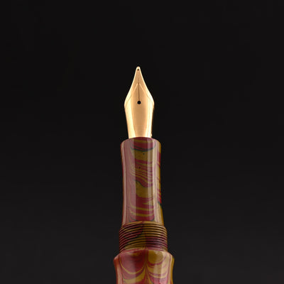 Ranga Designer Special Ebonite Fountain Pen - Mustard Red Ripple GT 10