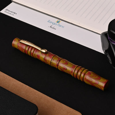 Ranga Designer Special Ebonite Fountain Pen - Mustard Red Ripple GT 12