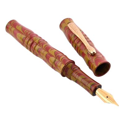 Ranga Designer Special Ebonite Fountain Pen - Mustard Red Ripple GT 2