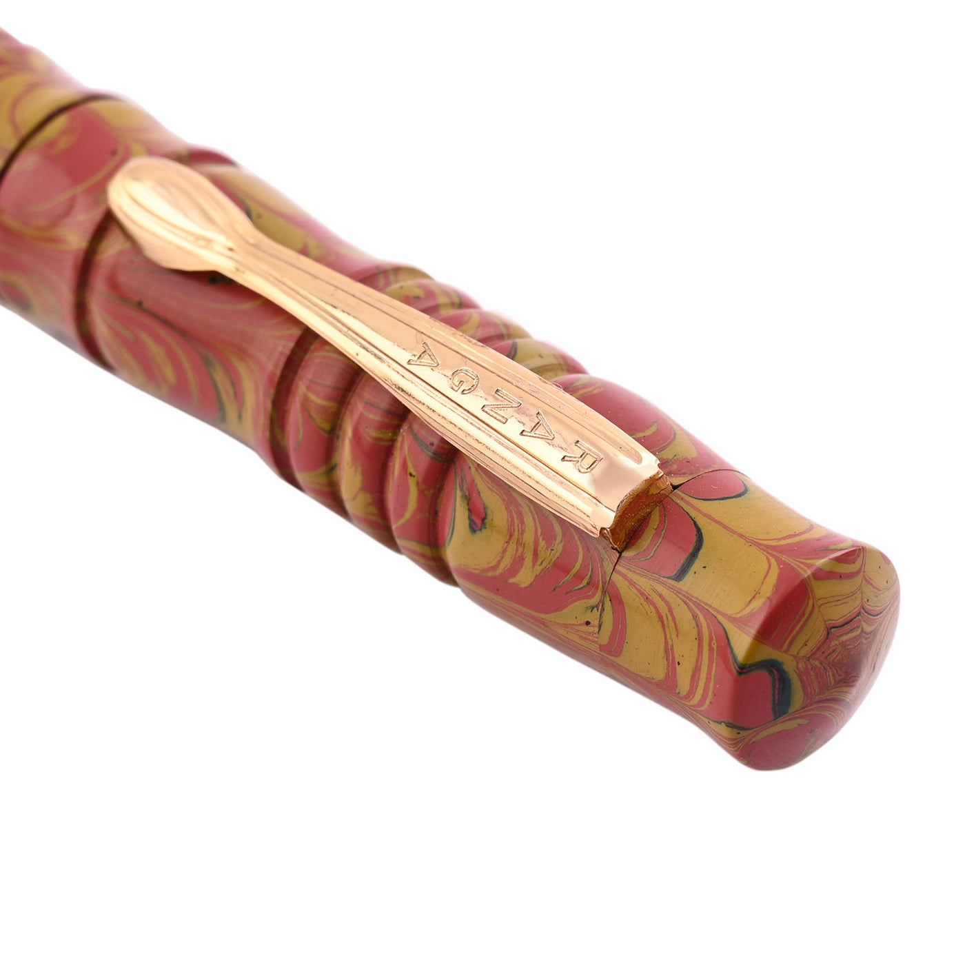 Ranga Designer Special Ebonite Fountain Pen - Mustard Red Ripple GT 4