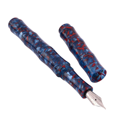 Ranga Regular Bamboo Premium Acrylic Fountain Pen - Blue Red Cracked Ice 2