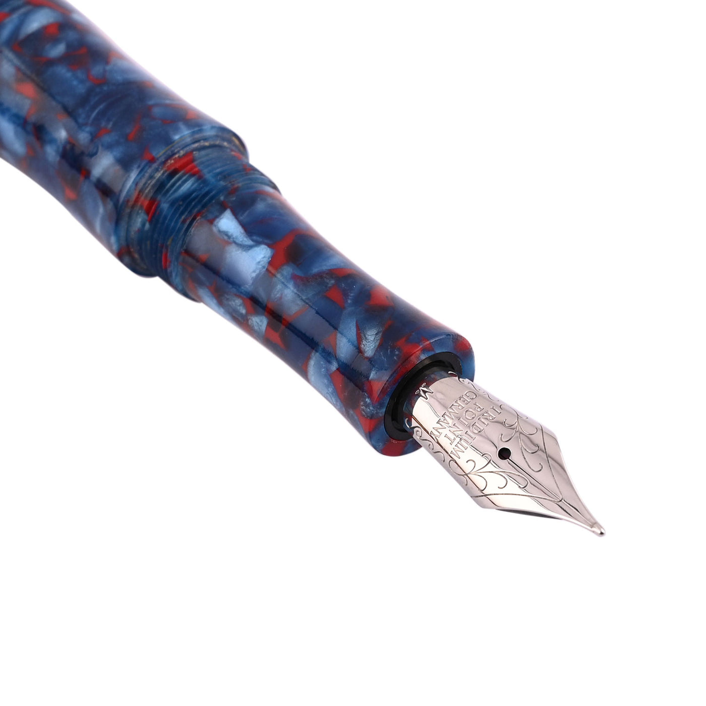 Ranga Regular Bamboo Premium Acrylic Fountain Pen - Blue Red Cracked Ice 3