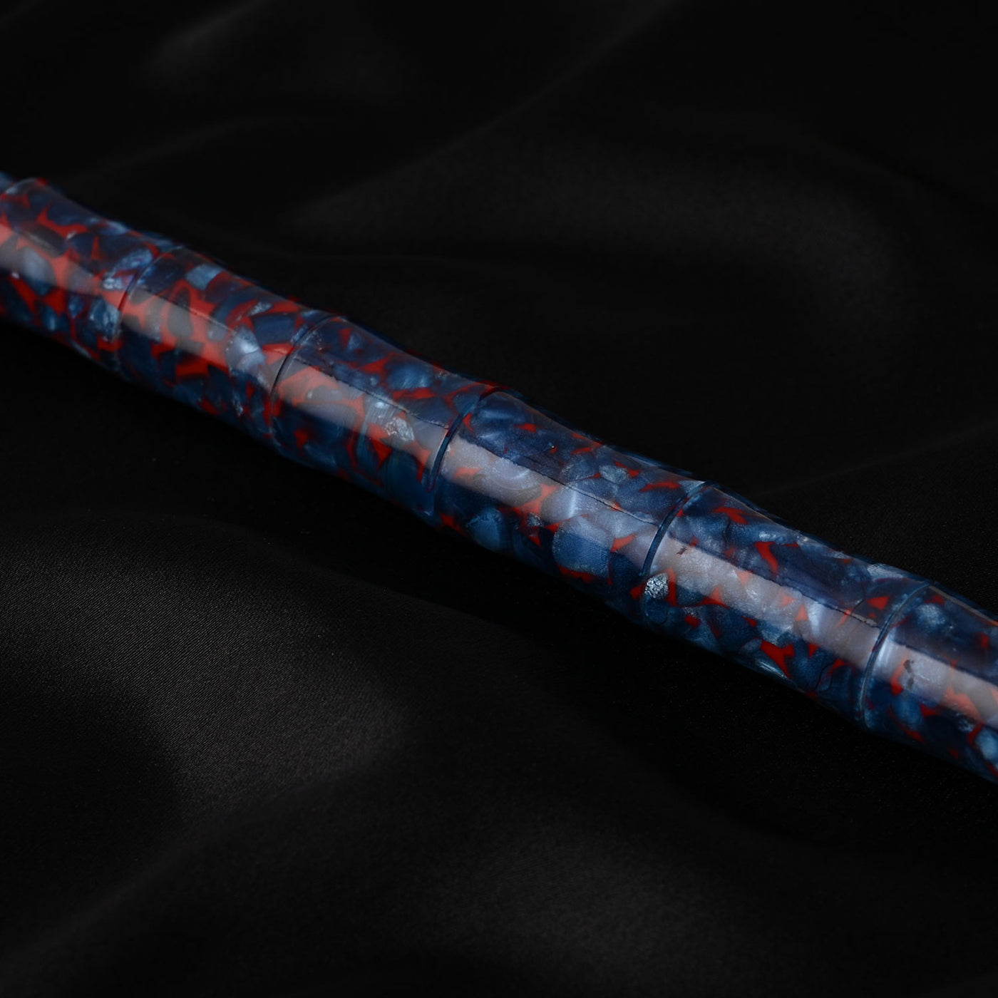 Ranga Regular Bamboo Premium Acrylic Fountain Pen - Blue Red Cracked Ice 9