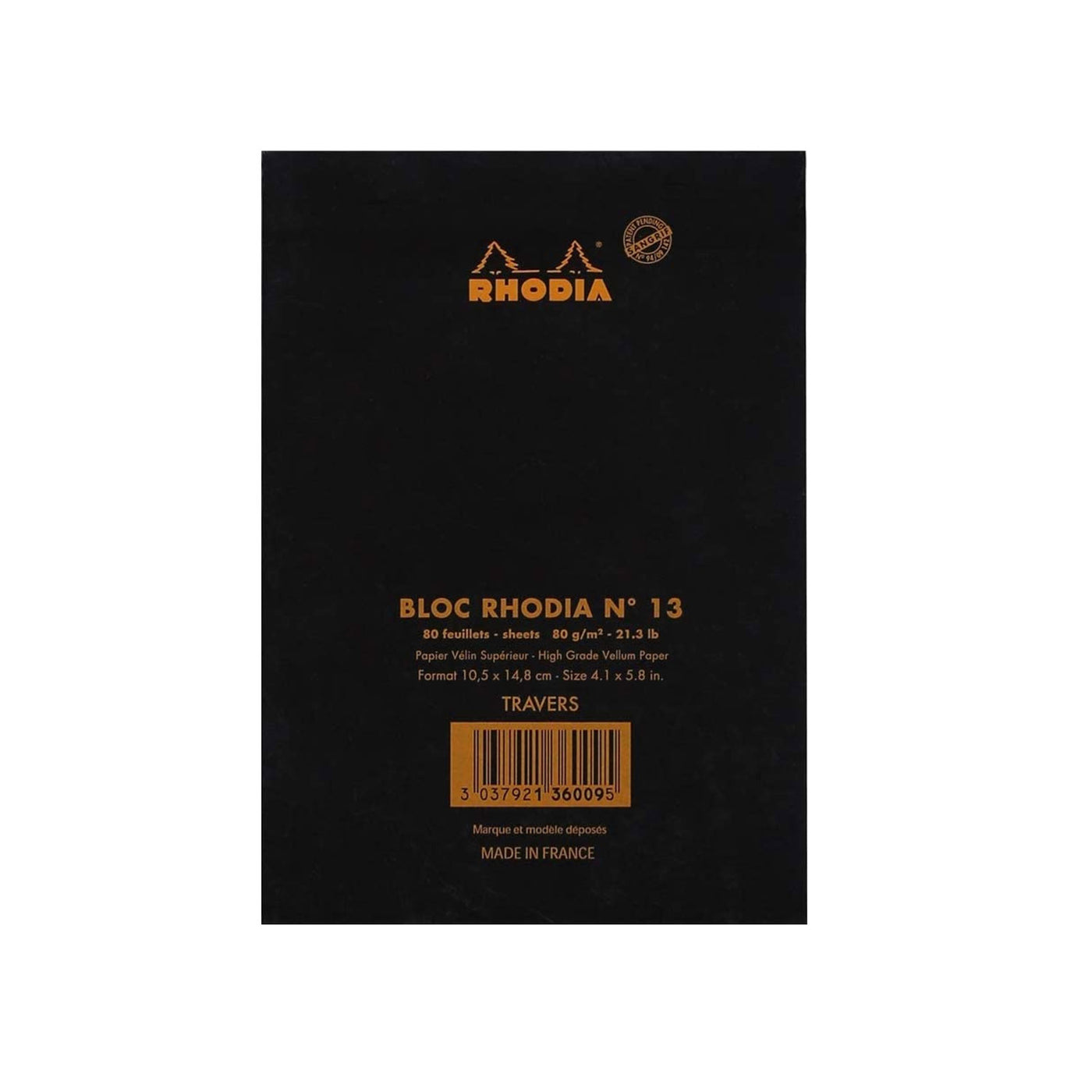 Rhodia No.13 Black Notepad - A6, Ruled 3