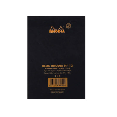Rhodia No.13 Black Notepad - A6, Squared 3