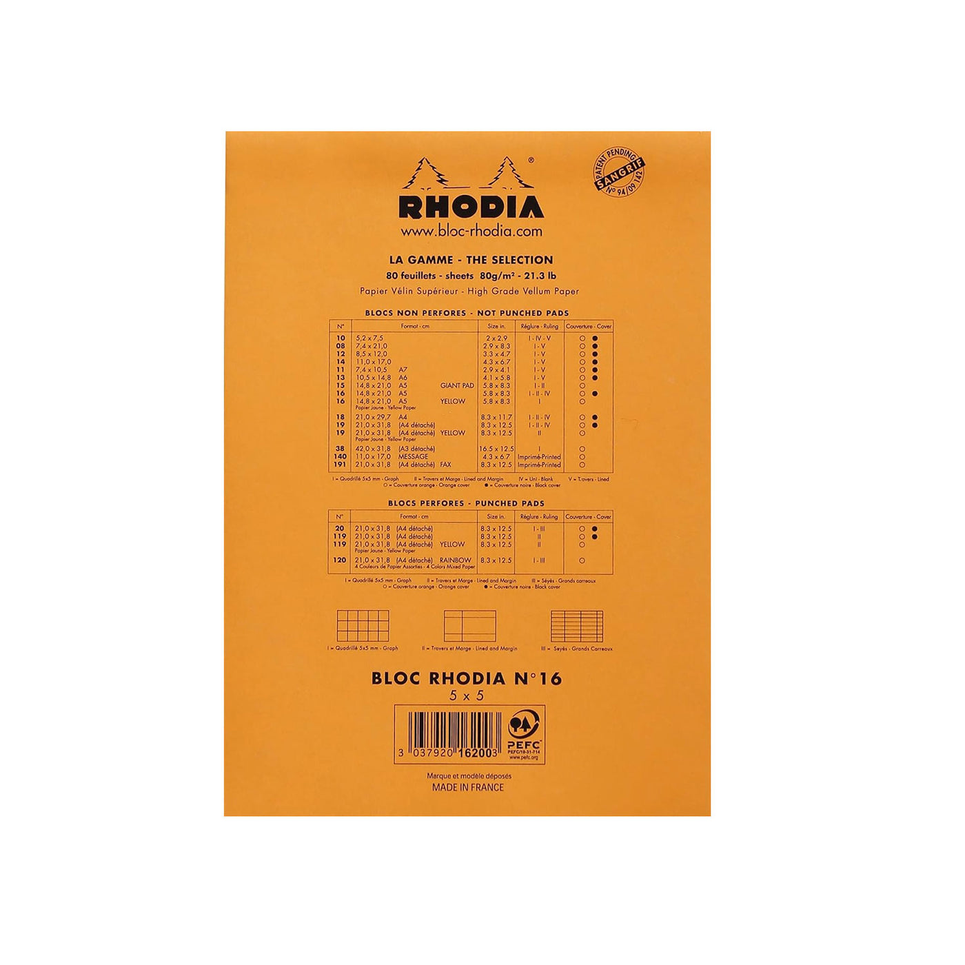 Rhodia No.16 Orange Notepad - A5, Squared  3