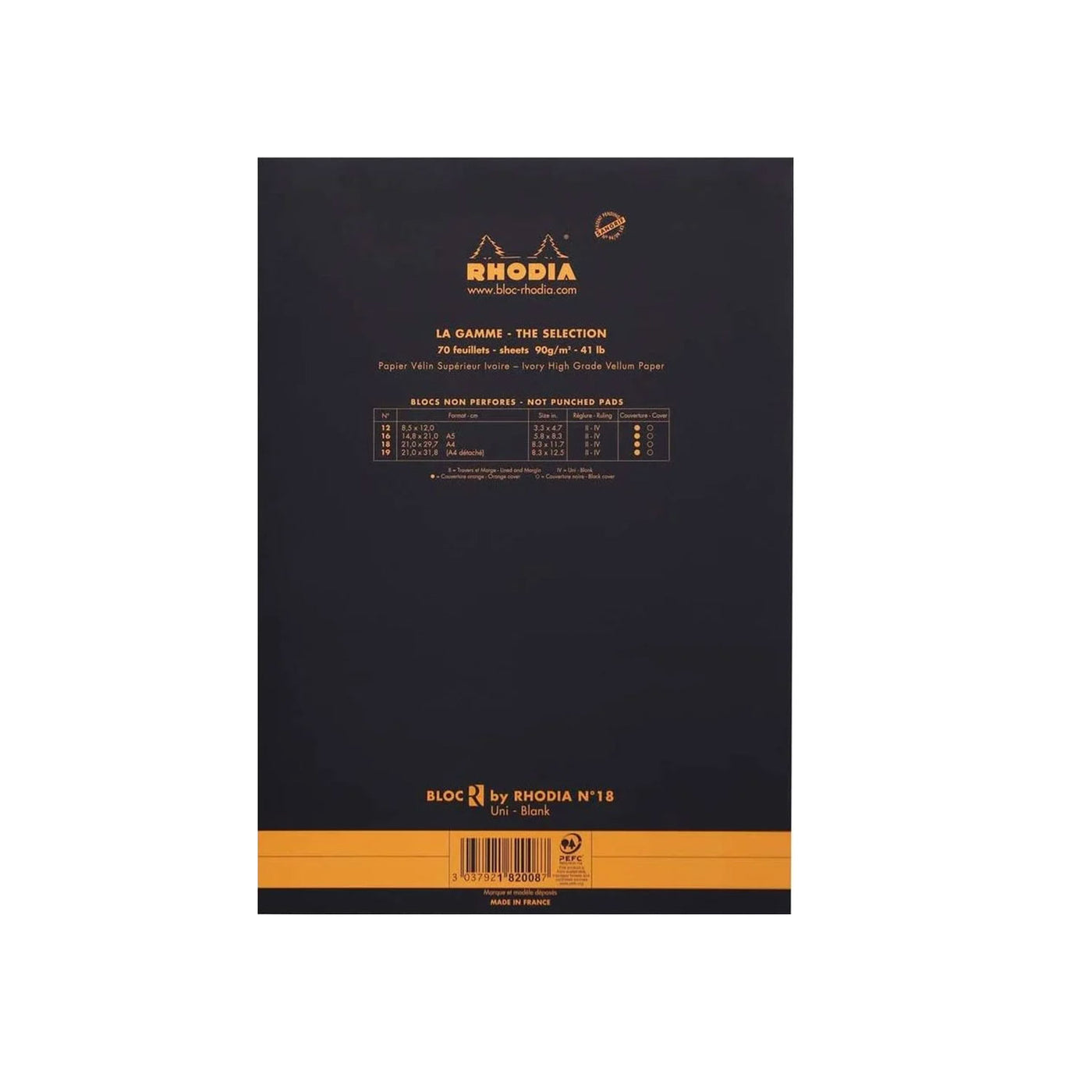 Rhodia No.18 Premium Black Notepad - A4, Plain 3