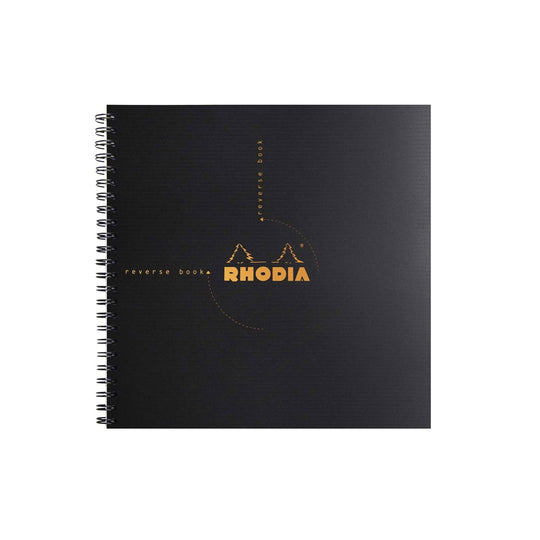Rhodiactive Reverse Spiral Black Notebook - Squared