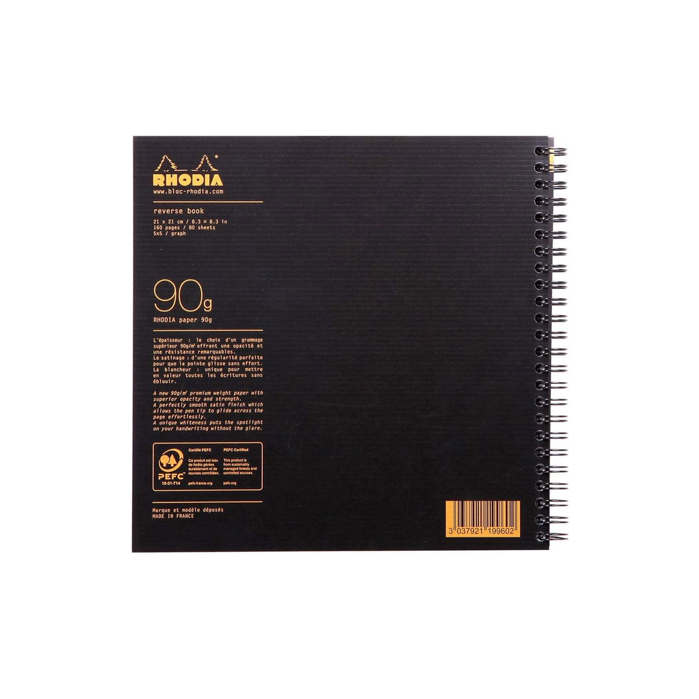 Rhodiactive Reverse Spiral Black Notebook - Squared 4
