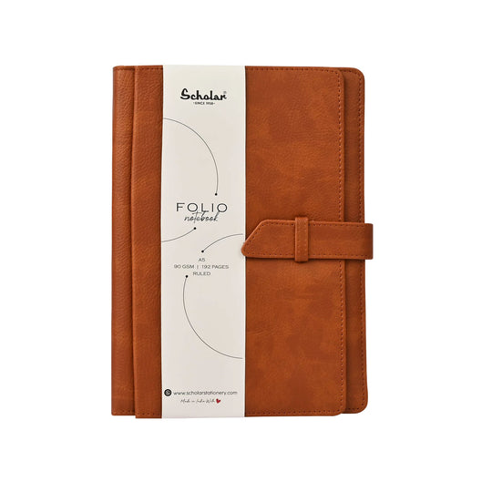 Scholar Folio Tan Notebook - A5, Ruled