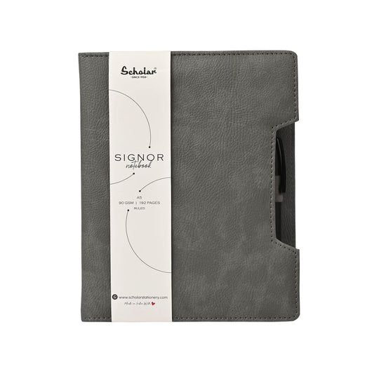 Scholar Signor Grey Notebook - A5, Ruled