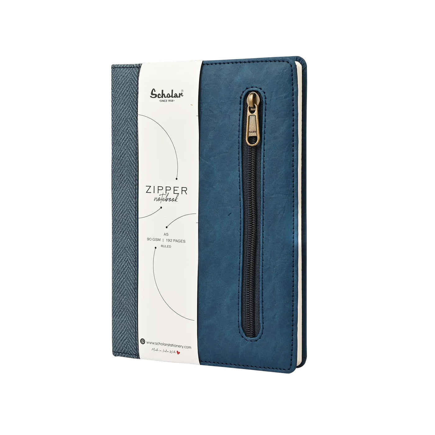Scholar Zipper Blue Notebook - A5 Ruled 2