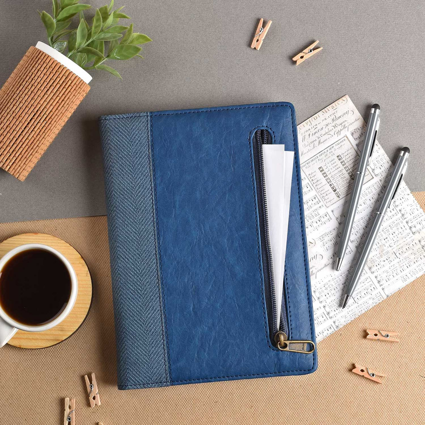 Scholar Zipper Blue Notebook - A5 Ruled 5