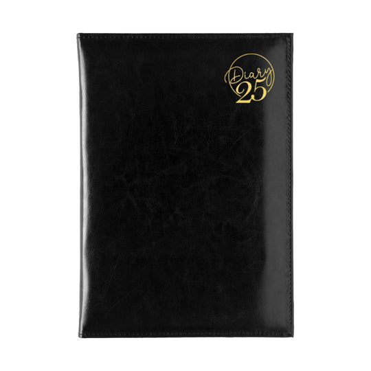 Scholar Leatherite 2025 A5 Daily Planner – Black