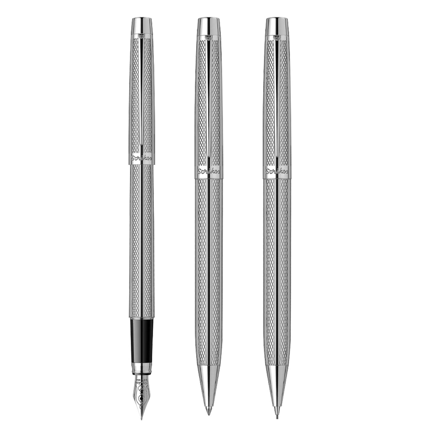 Scrikss Gift Set - Venus Chrome CT Fountain Pen + Ball Pen + Mechanical Pencil 1
