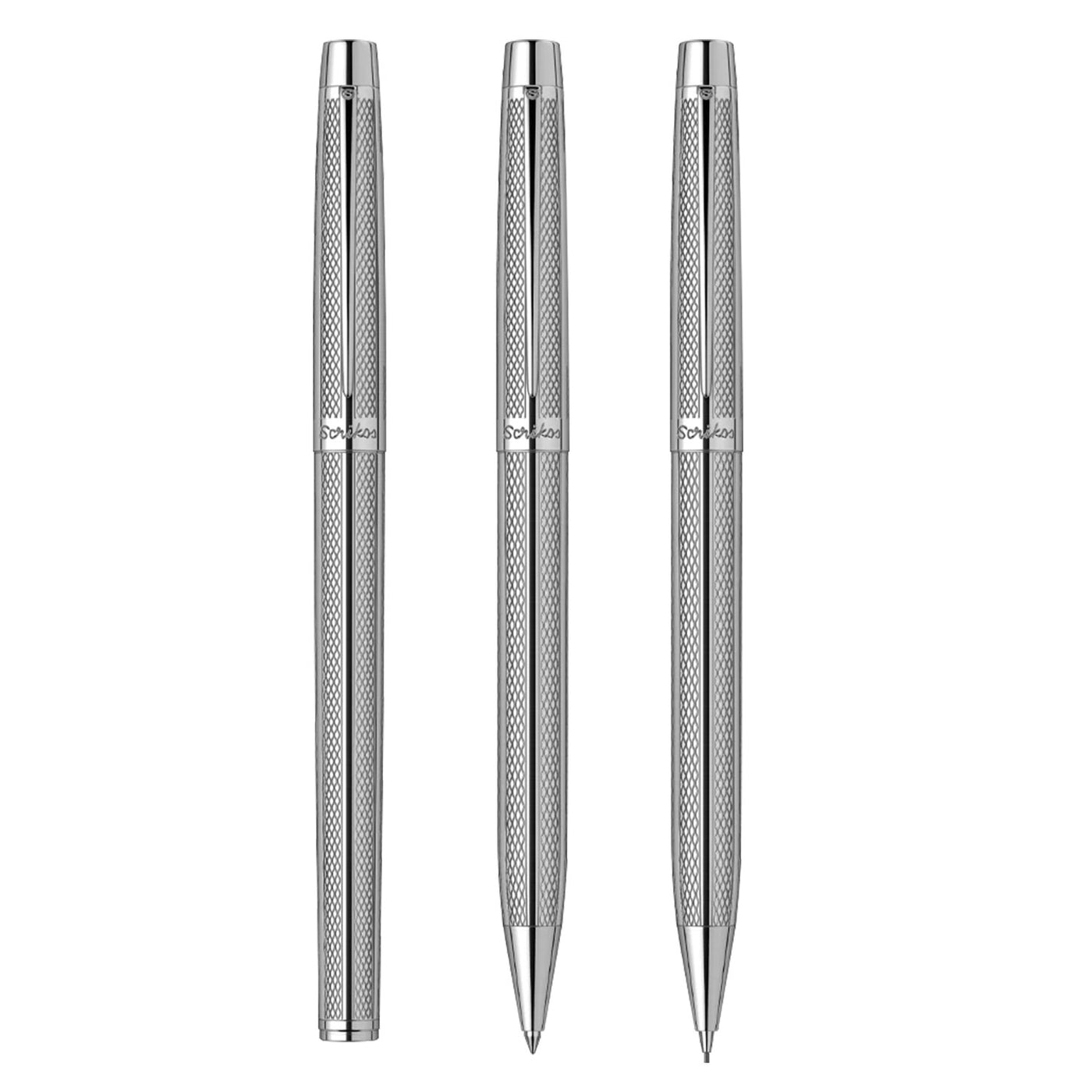 Scrikss Gift Set - Venus Chrome CT Fountain Pen + Ball Pen + Mechanical Pencil 2