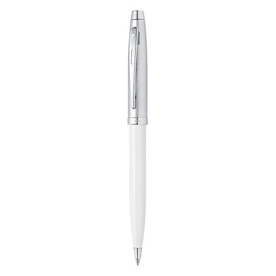 Sheaffer 100 Ball Pen - White & Brushed Chrome 2