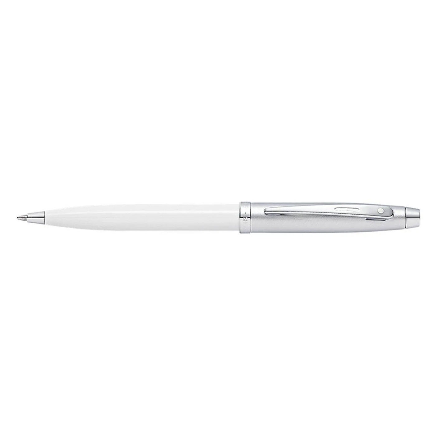 Sheaffer 100 Ball Pen - White & Brushed Chrome 3