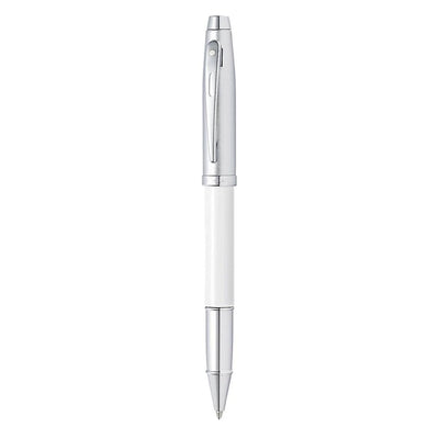 Sheaffer 100 Roller Ball Pen - White & Brushed Chrome 2