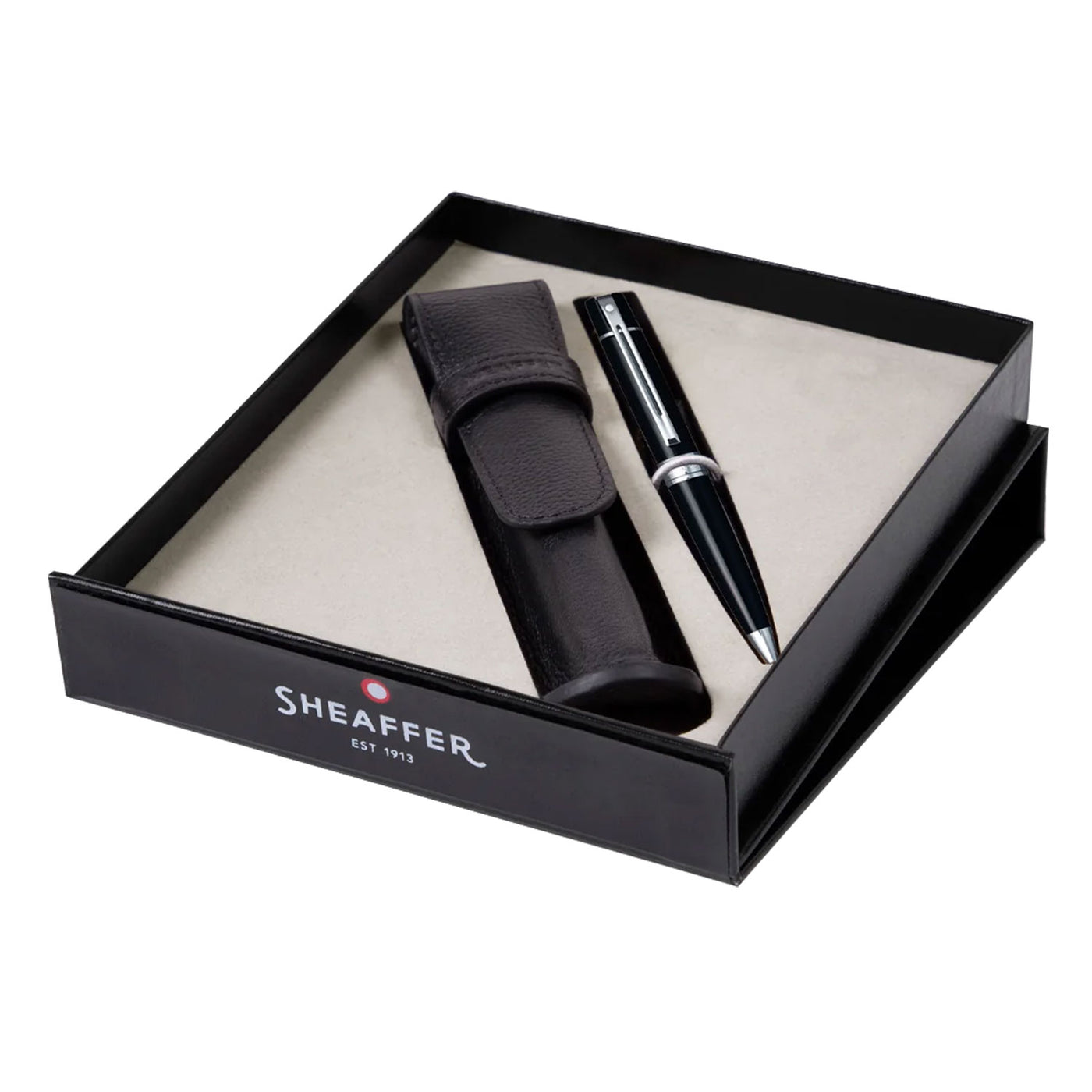Sheaffer Gift Set - 300 Series Glossy Black CT Ball Pen with Pen Pouch 1