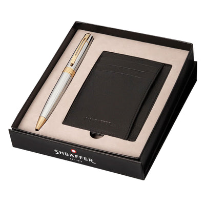 Sheaffer Gift Set - 300 Series Bright Chrome GT Ball Pen with Credit Card Holder 1