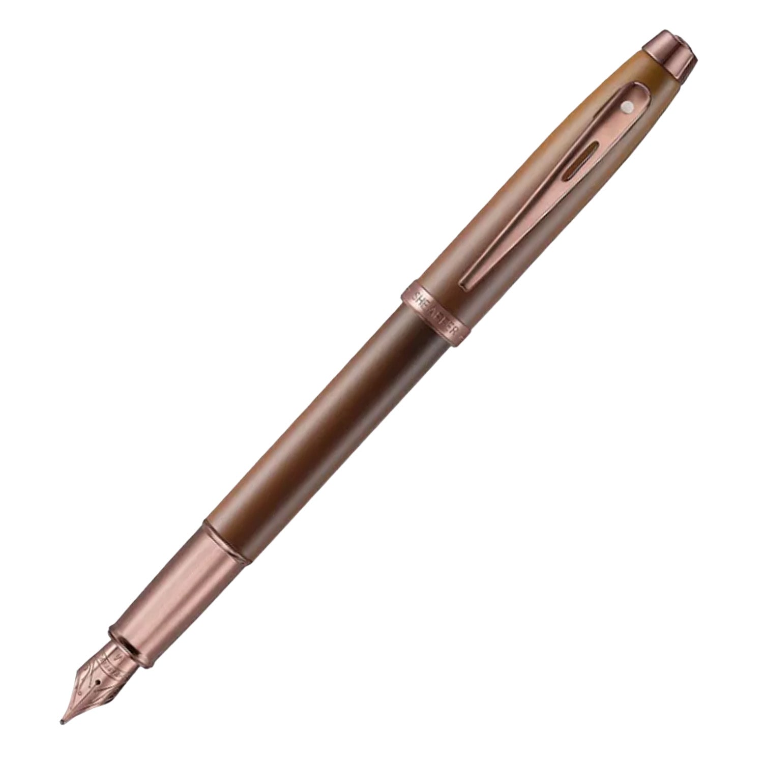 Sheaffer 100 Series Fountain Pen - Medium Nib, Brown Gold Lacquer, Piston & Cartridge System, Model 9370-0