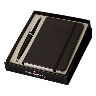 Sheaffer Gift Set - VFM Matte Black Ball Pen with A6 Black Notebook