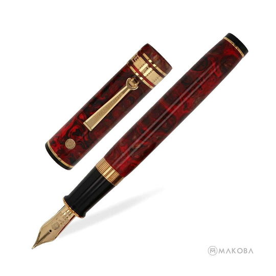 Wahl Eversharp Decoband Oversized Fountain Pen, Flamingo Red/ Gold - 18K Gold Nib