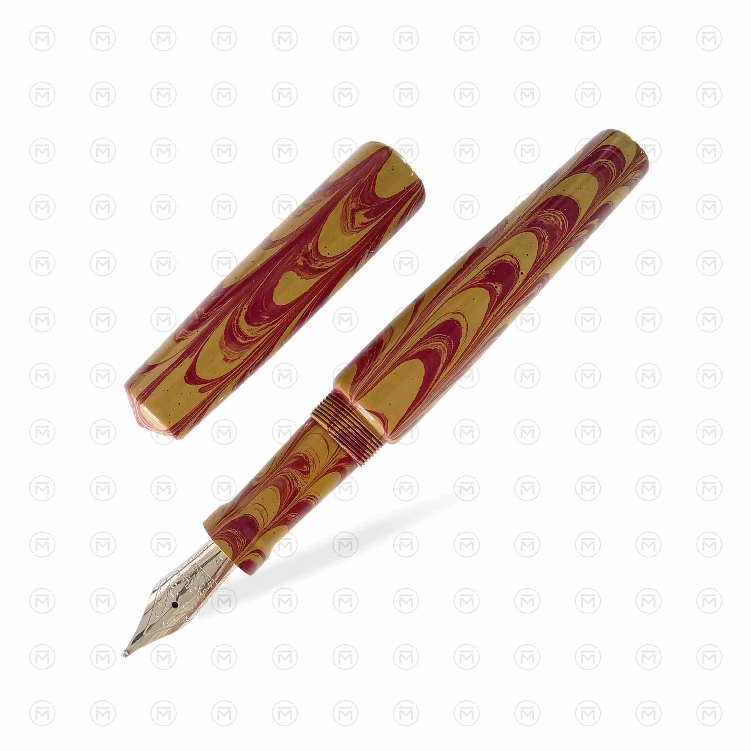 Ranga Abhimanyu Regular Ebonite Fountain Pen, Brick Red Khaki Ripple ...