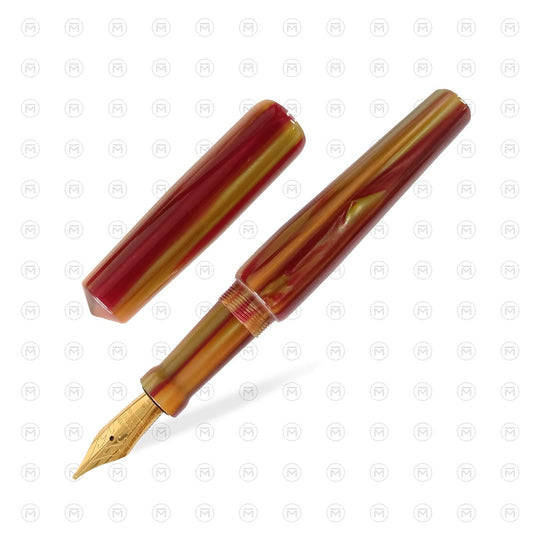 Ranga Abhimanyu Premium Acrylic Fountain Pen, Golden Stripes - Steel Nib