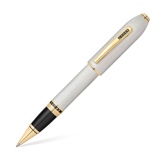 Cross Peerless 125 Roller Ball Pen, Textured Platinum / Gold Trim