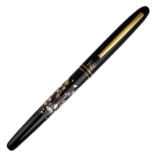 Wancher x Kuretake Kindai Maki-e Shidare Zakura Fountain Pen - Black GT