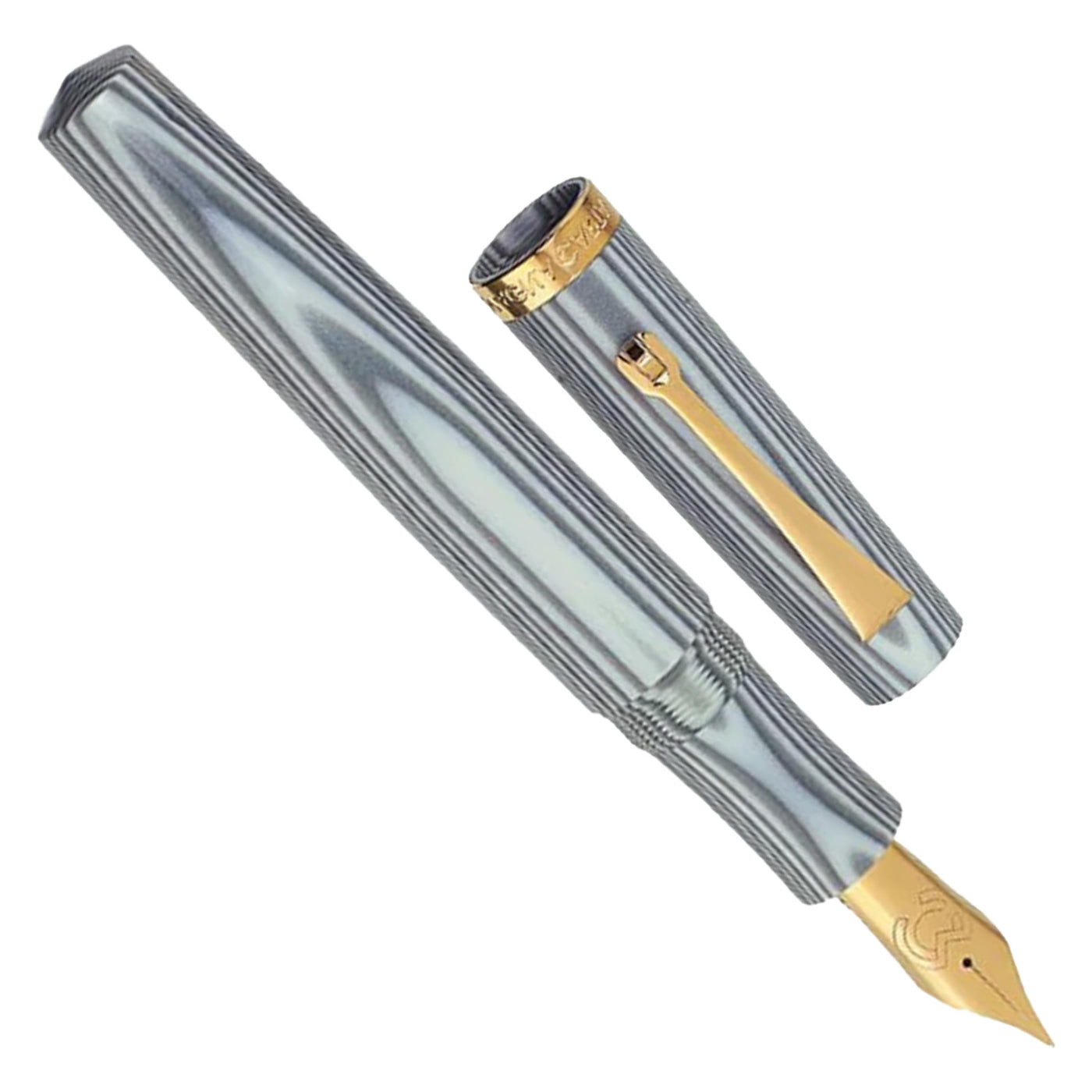 Magna Carta Libertatum Crown Fountain Pen - Grey White GT