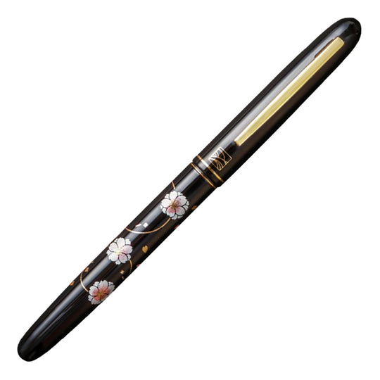 Wancher x Kuretake Kindai Maki-e Botanzakura Fountain Pen - Black GT
