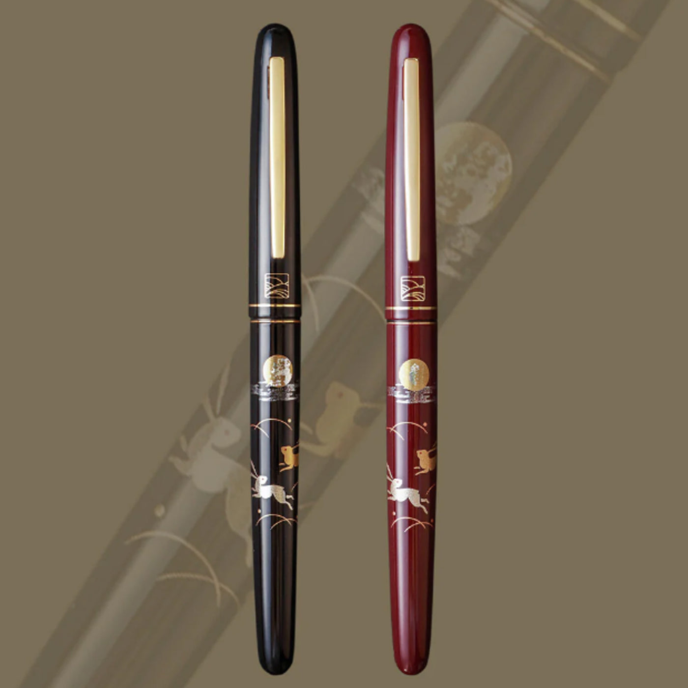 Wancher x Kuretake Kindai Maki-e Usagi Fountain Pen - Red GT