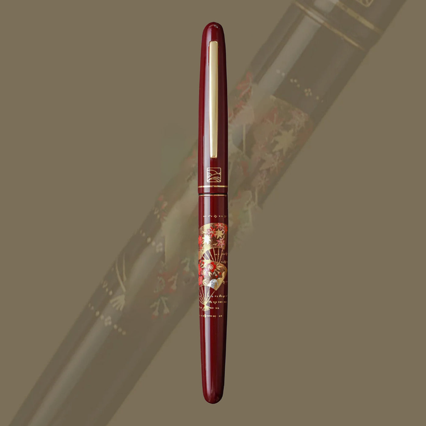 Wancher x Kuretake Kindai Maki-e Mari Senmen Fountain Pen - Red GT