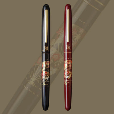 Wancher x Kuretake Kindai Maki-e Mari Senmen Fountain Pen - Red GT