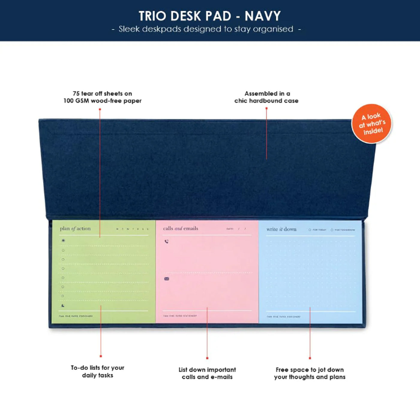 7mm Trio Deskpad - Navy 3