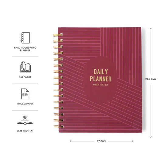 7mm Undated Daily Planner - Burgundy Boss