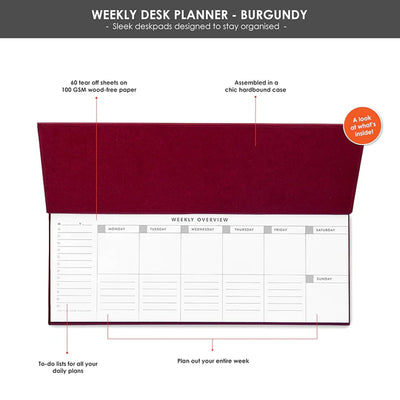 7mm Undated Weekly Planner - Burgundy 2