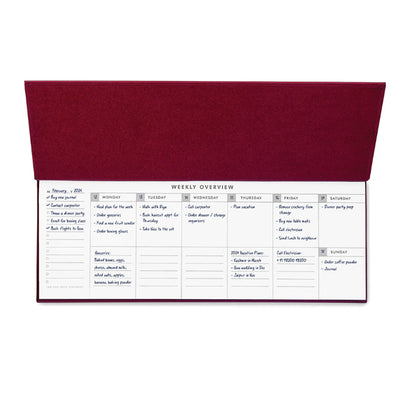 7mm Undated Weekly Planner - Burgundy 3