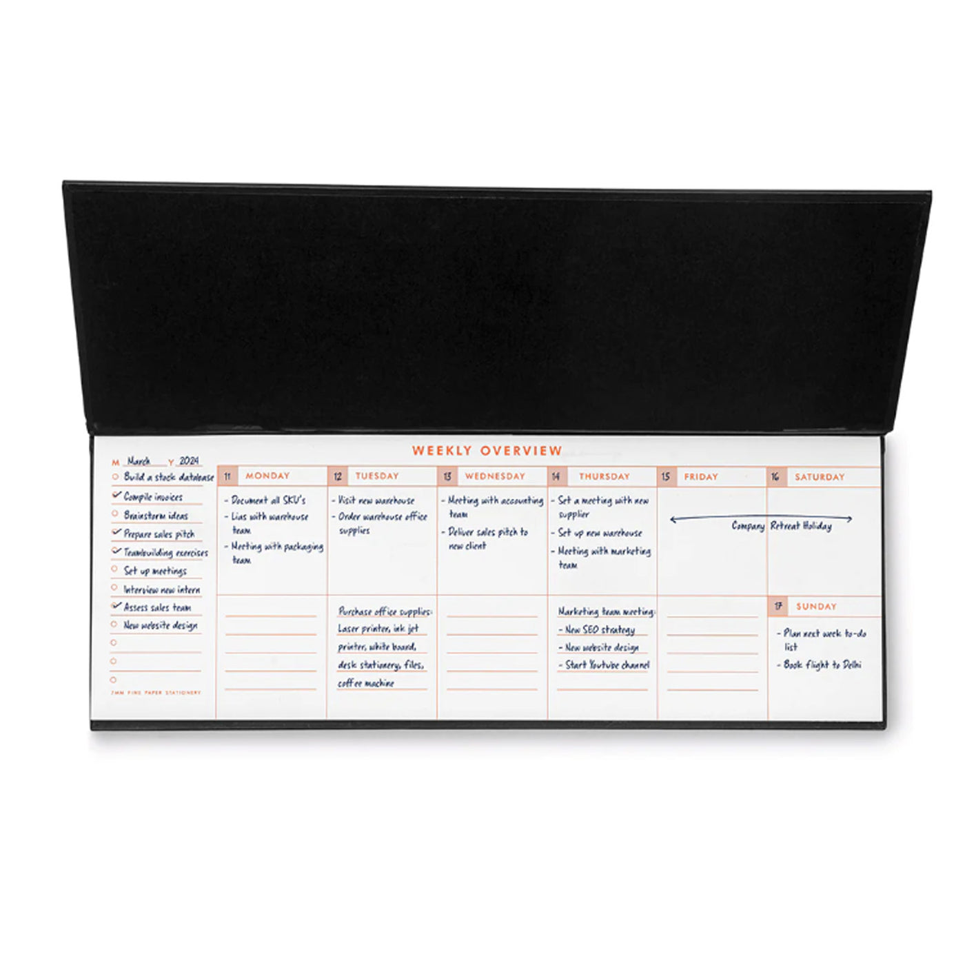 7mm Undated Weekly Planner - Charcoal 2