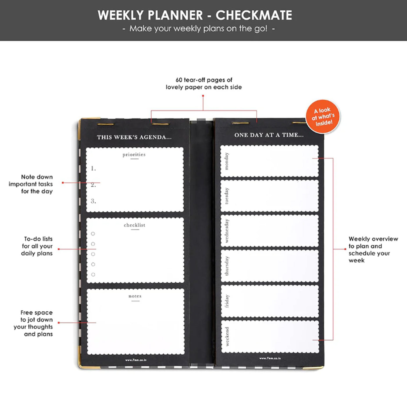 7mm Undated Weekly Planner - Checkmate 2