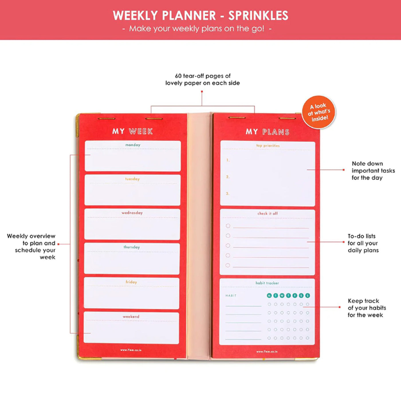 7mm Undated Weekly Planner - Sprinkles 2