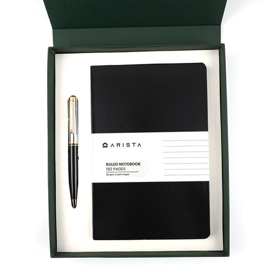 Arista Gift Set - Switch Black & Chrome GT Ball Pen with A5 Notebook